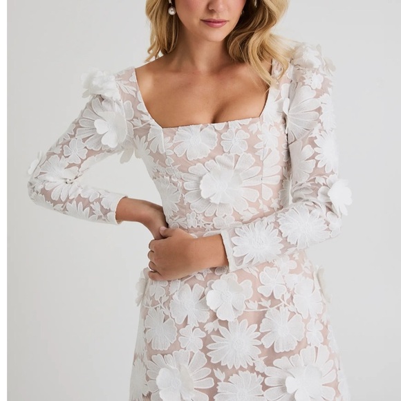 Anthropologie Helsi Ellen Long-Sleeve 3D floral mini dress. Size Small NWT - Picture 6 of 17